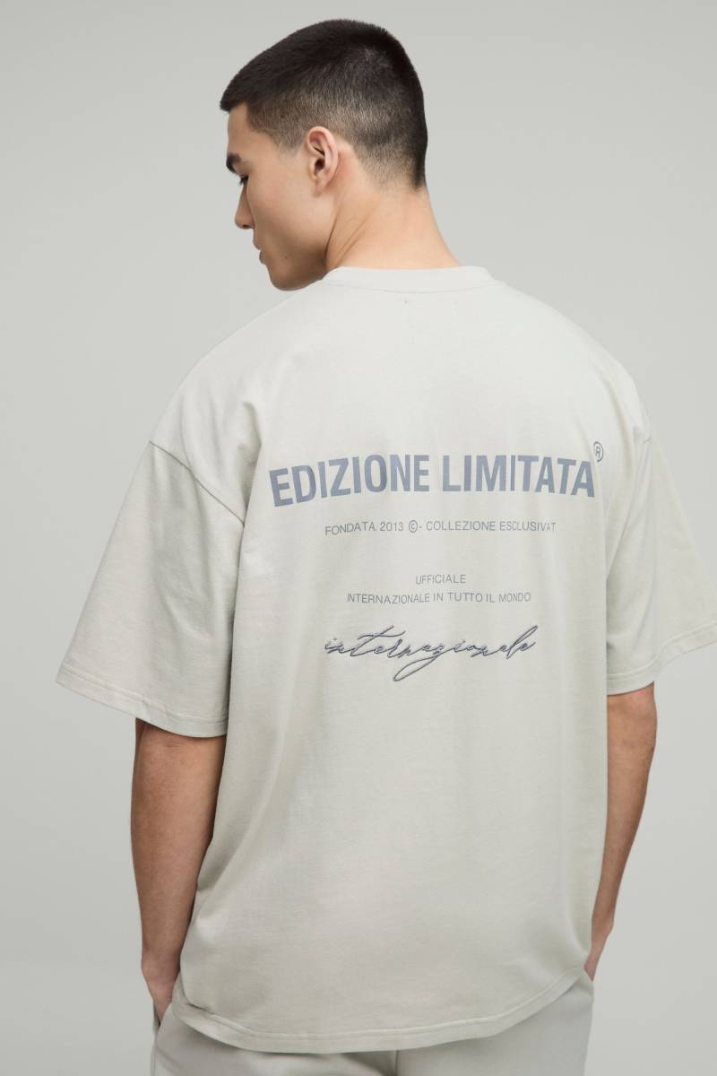 Oversize T-Shirt Mit Edition Limited Print - Grey - Xs, Grey Oversize T-Shirt Mit Edition Limited Print - Grey - Xs, Grey von boohoo