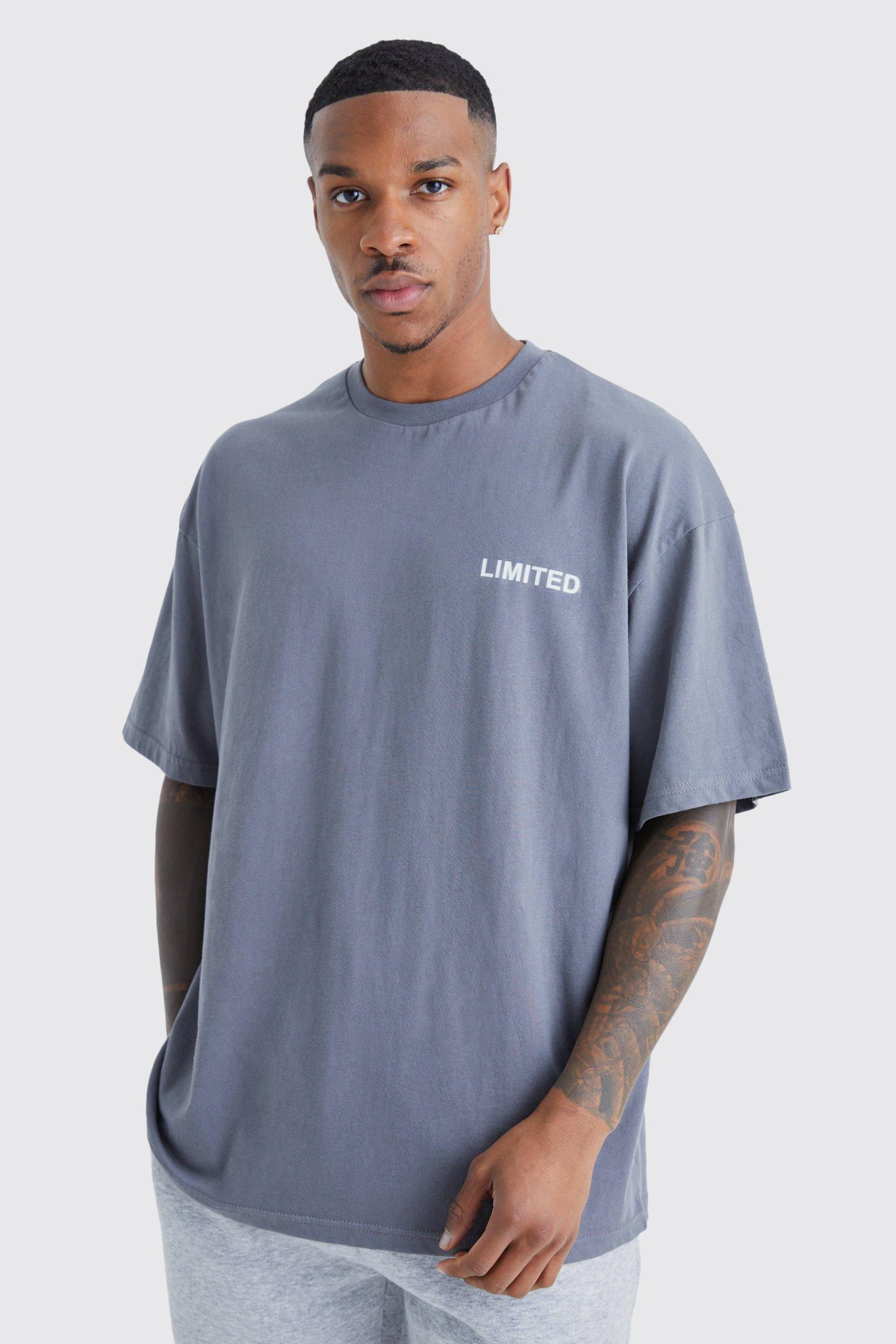 Oversize T-Shirt Mit Limited-Print - Dark Grey - M, Dark Grey von boohoo