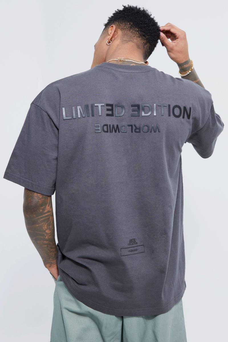 Oversize T-Shirt Mit Limited-Print - Dark Grey - Xs, Dark Grey von boohoo