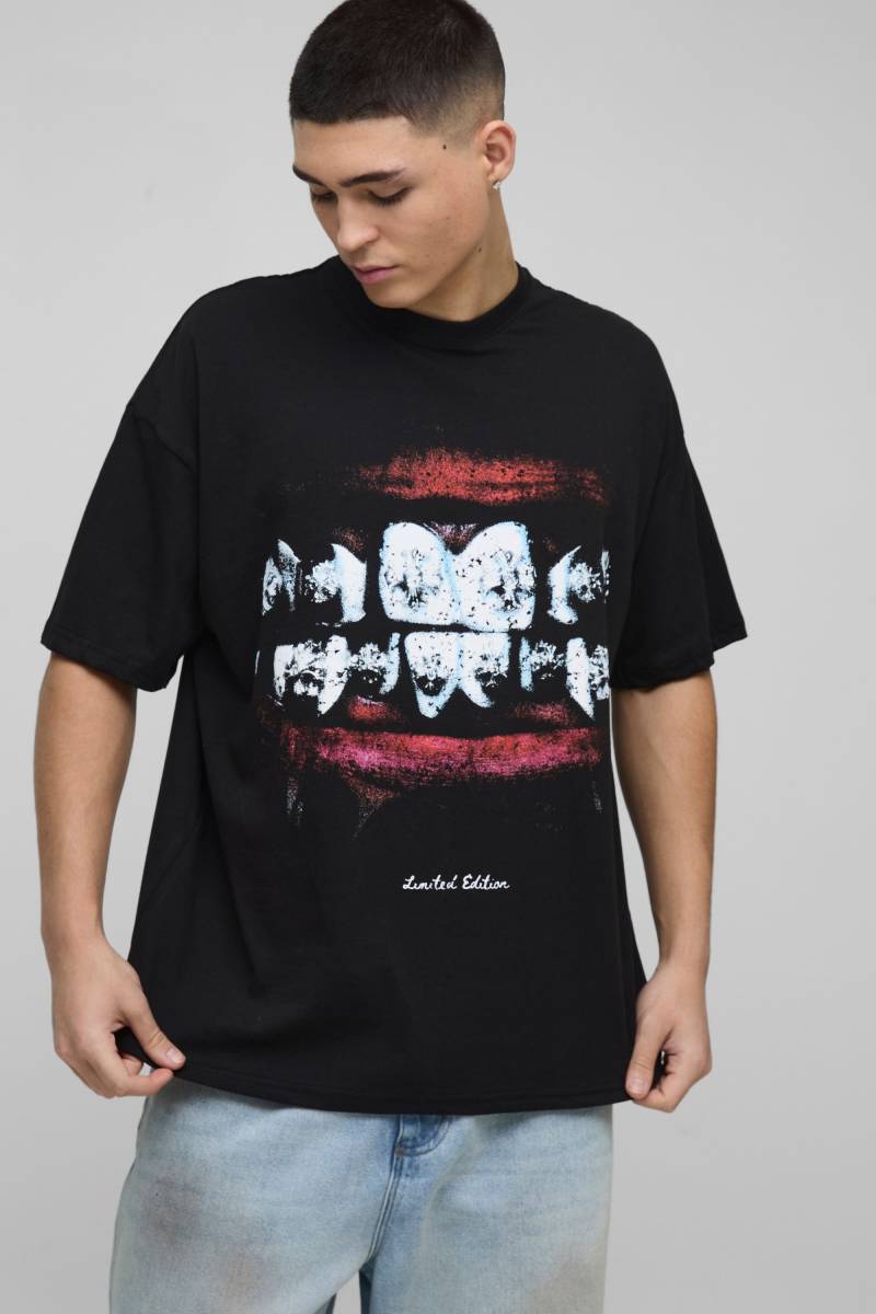 Oversize T-Shirt Mit Lippen-Print - Black - Xs, Black Oversize T-Shirt Mit Lippen-Print - Black - Xs, Black von boohoo