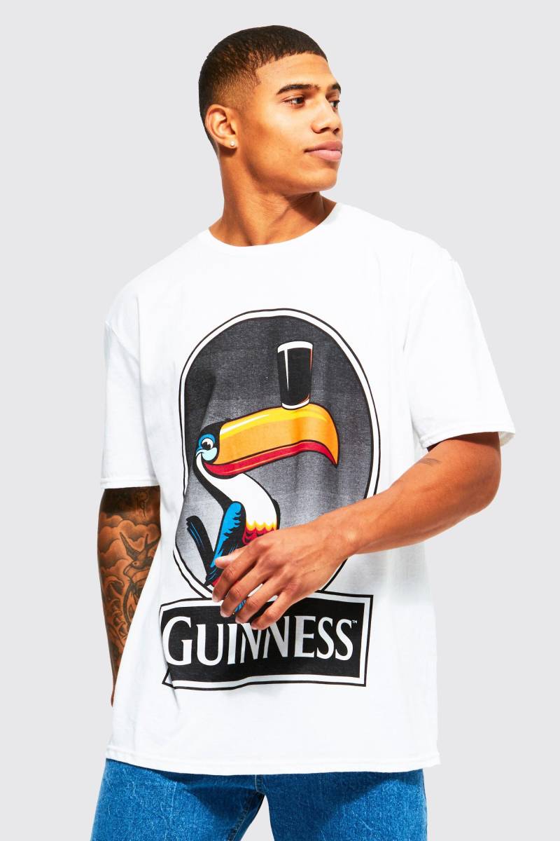 Oversize T-Shirt Mit Lizenziertem Guinness Toucan Print - White - Xs, White Oversize T-Shirt Mit Lizenziertem Guinness Toucan Print - White - Xs, White von boohoo