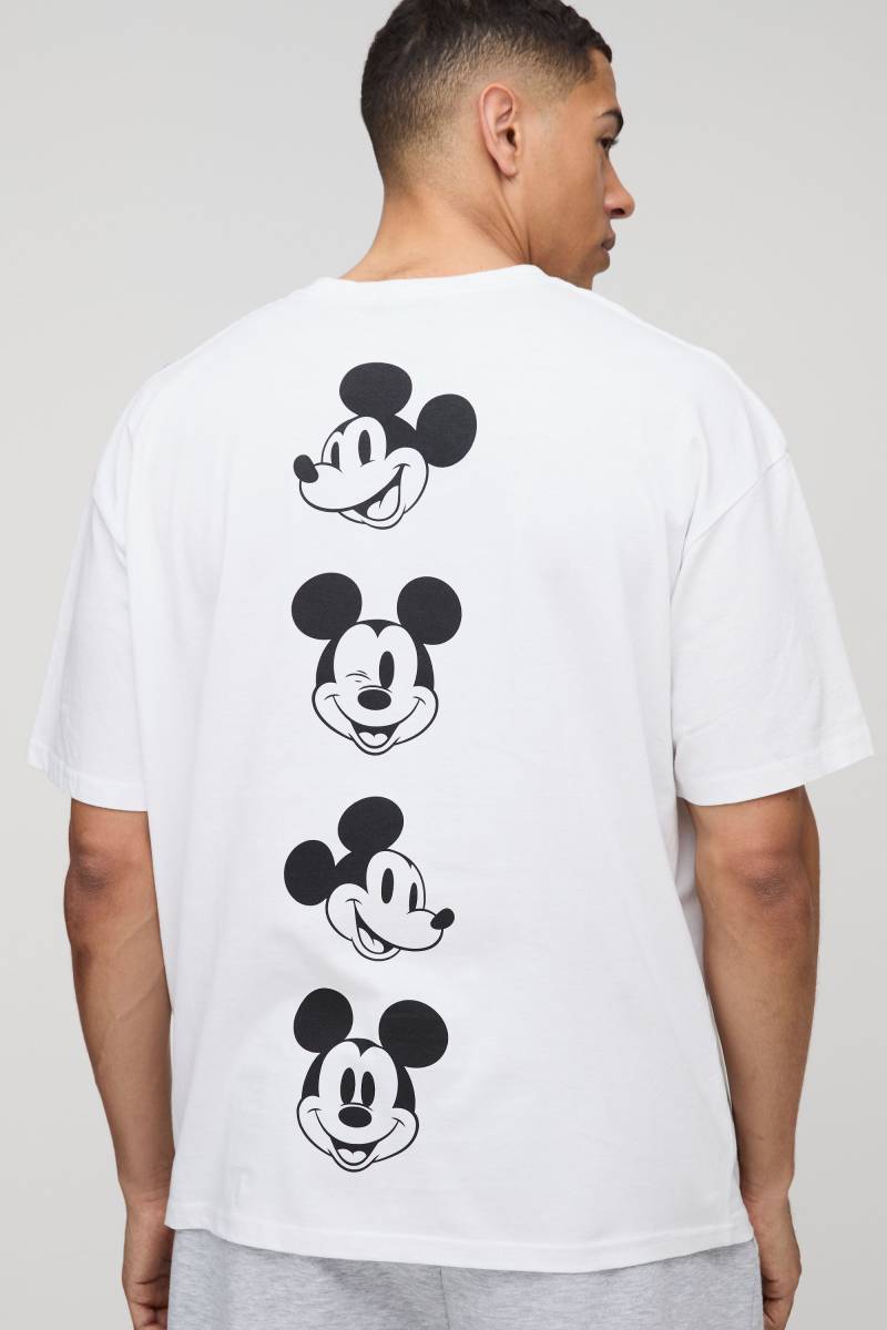 Oversize T-Shirt Mit Lizenziertem Mickey Mouse Print - White - S, White von boohoo