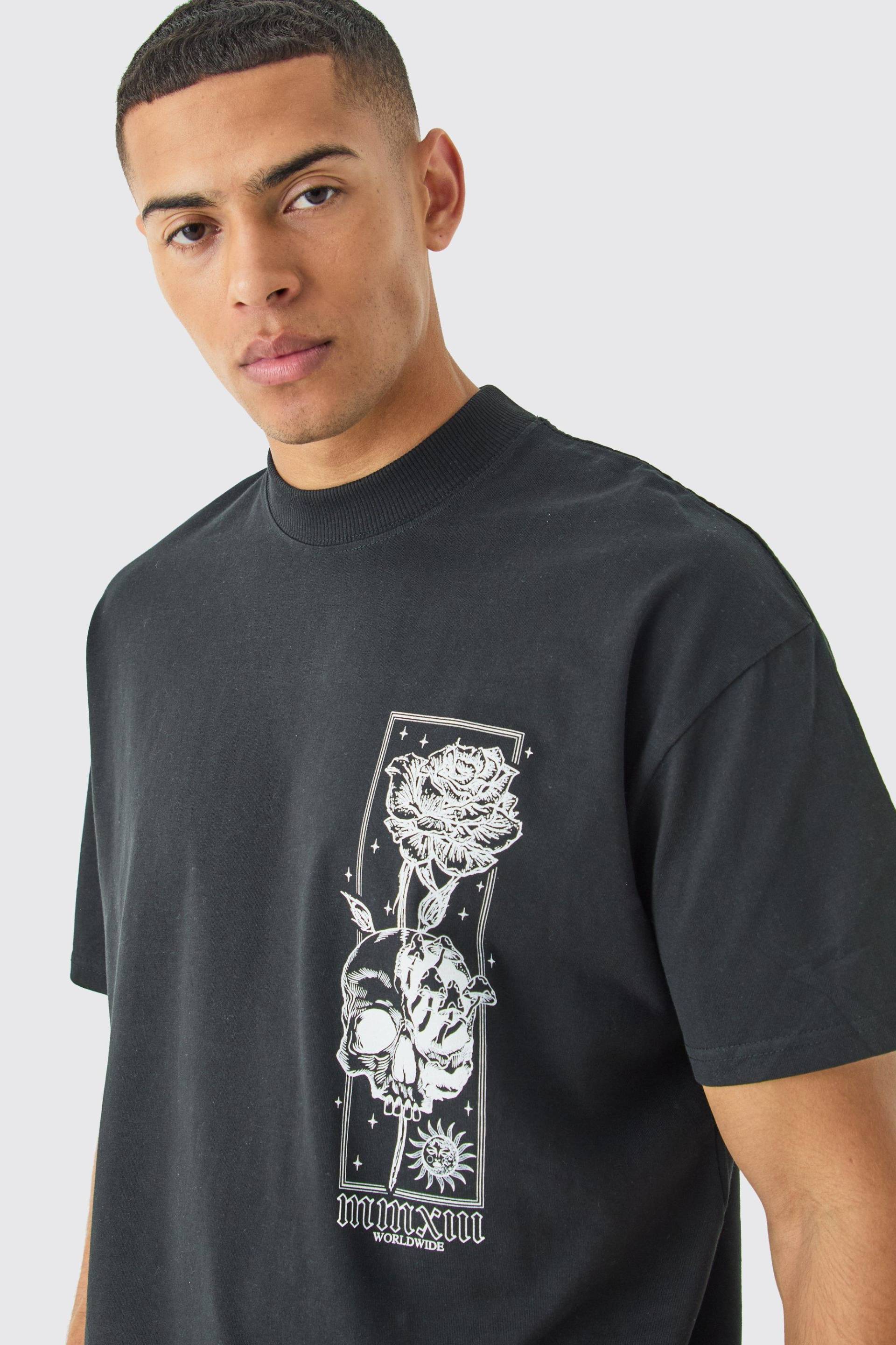 Oversize T-Shirt Mit Print - Black - Xl, Black von boohoo