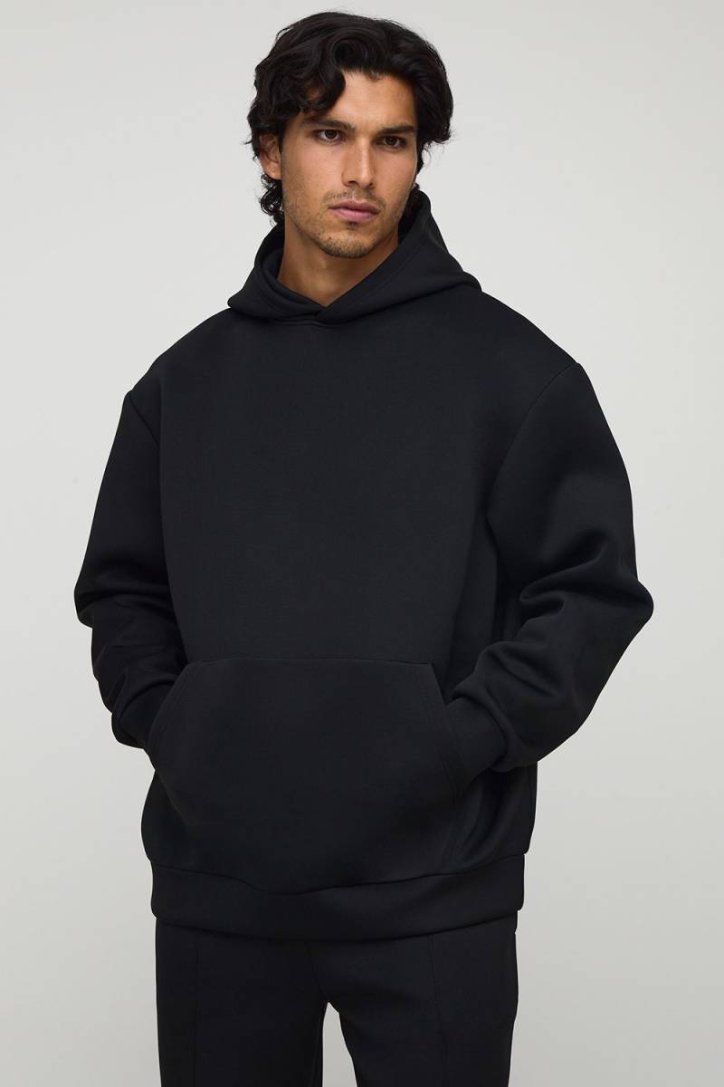 Oversized Boxy Bonded Scuba Hoodie - Black - Xs, Black Oversized Boxy Bonded Scuba Hoodie - Black - Xs, Black von boohoo