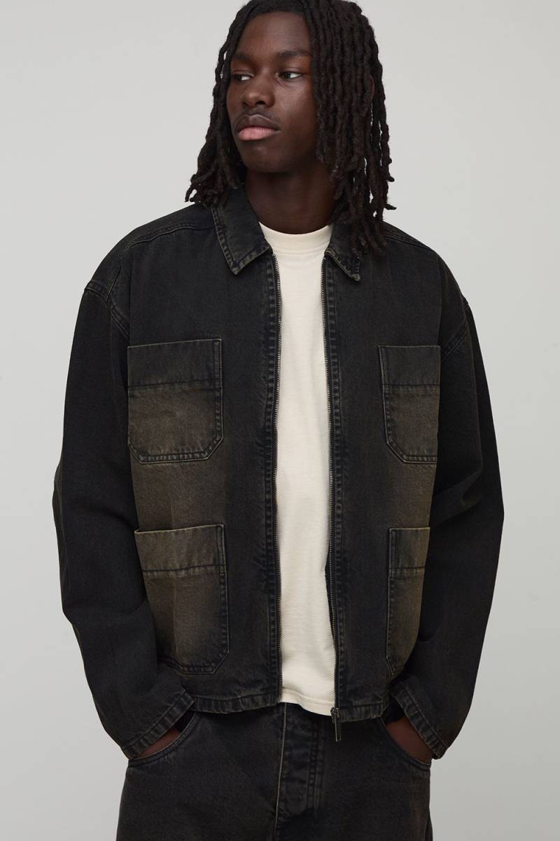 Oversized Boxy Brown Washed Denim Jacket - L, Brown Oversized Boxy Brown Washed Denim Jacket - L, Brown von boohoo