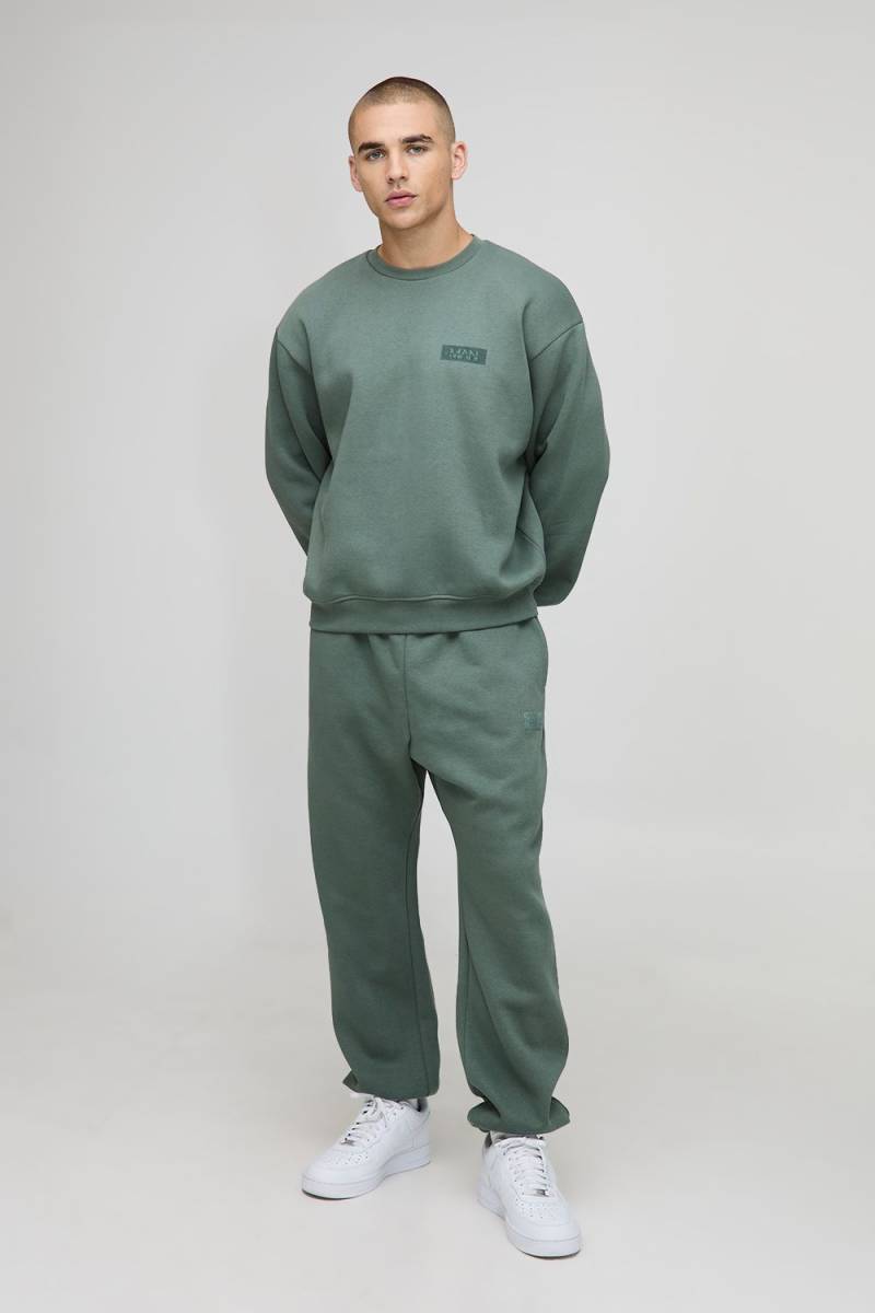 Oversized Boxy Man Sweatshirt Drop Crotch Tracksuit - Green - M, Green von boohoo