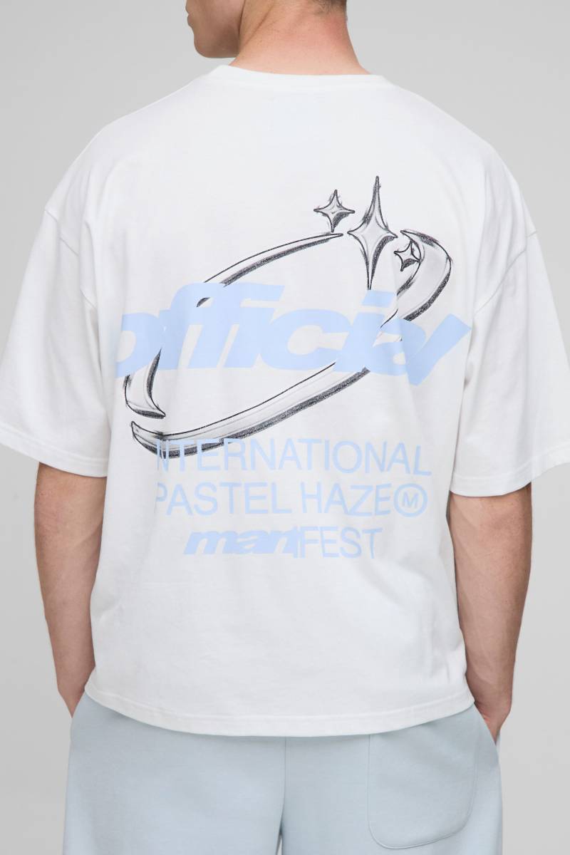 Oversized Boxy Official Print T-Shirt - White - S, White von boohoo