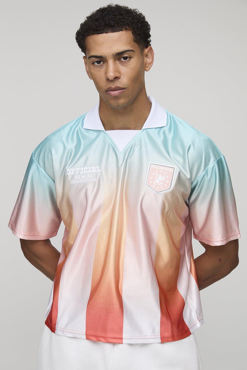 Oversized Boxy Ombre Stripe Sports Top - Orange - L, Orange Oversized Boxy Ombre Stripe Sports Top - Orange - L, Orange von boohoo