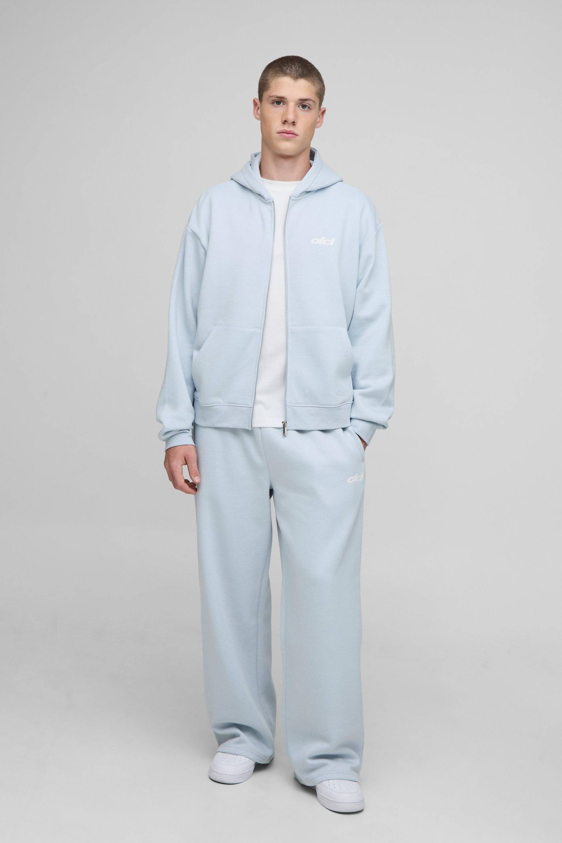 Oversized Boxy Pastel Man Zip Through Tracksuit - Light Blue - L, Light Blue von boohoo