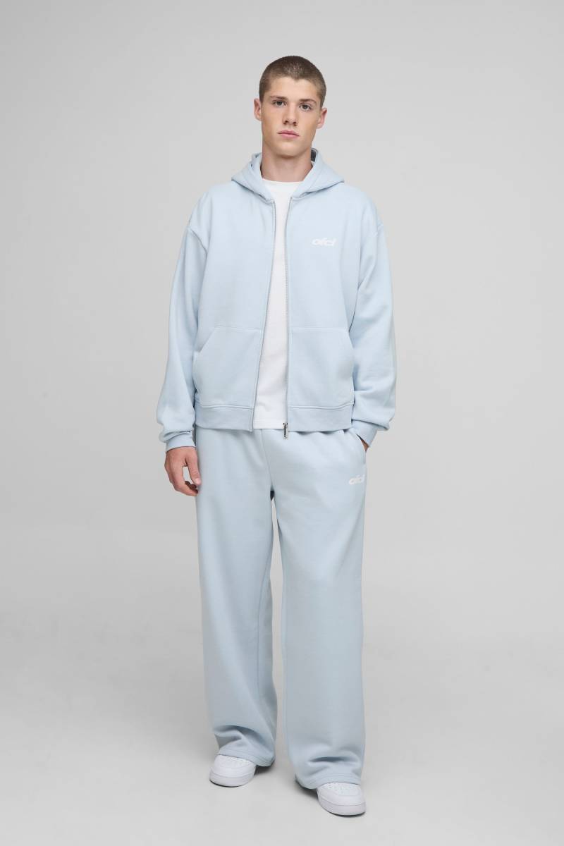 Oversized Boxy Pastel Man Zip Through Tracksuit - Light Blue - M, Light Blue von boohoo