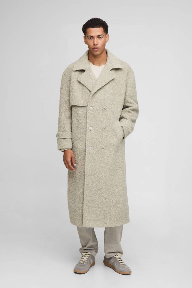 Oversized Fit Double Breasted Longline Boucle Overcoat - Stone - L, Stone von boohoo