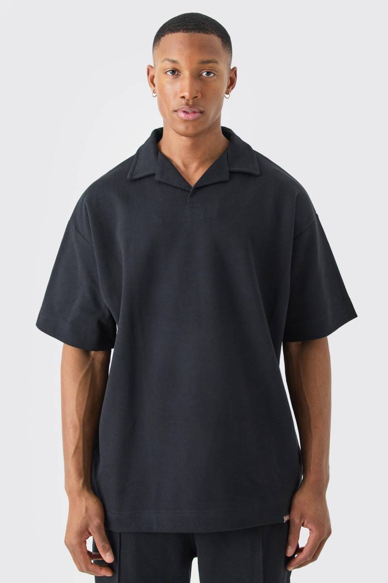 Oversize Man Poloshirt - Black - M, Black von boohoo