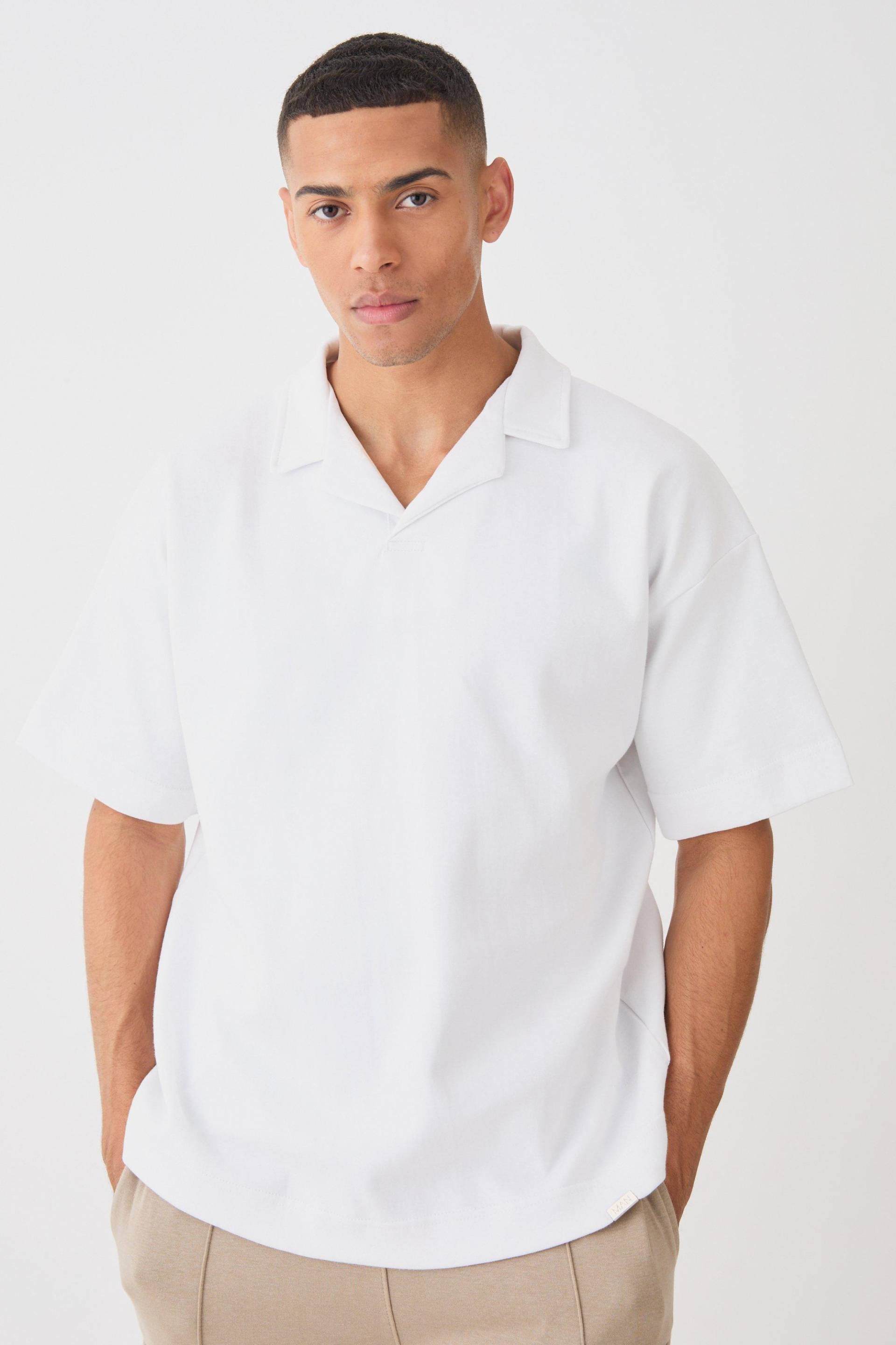Oversize Man Poloshirt - White - L, White von boohoo