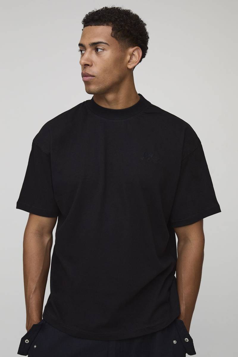 Oversized M Star Embroidered Extended Neck T-Shirt - Black - M, Black von boohoo