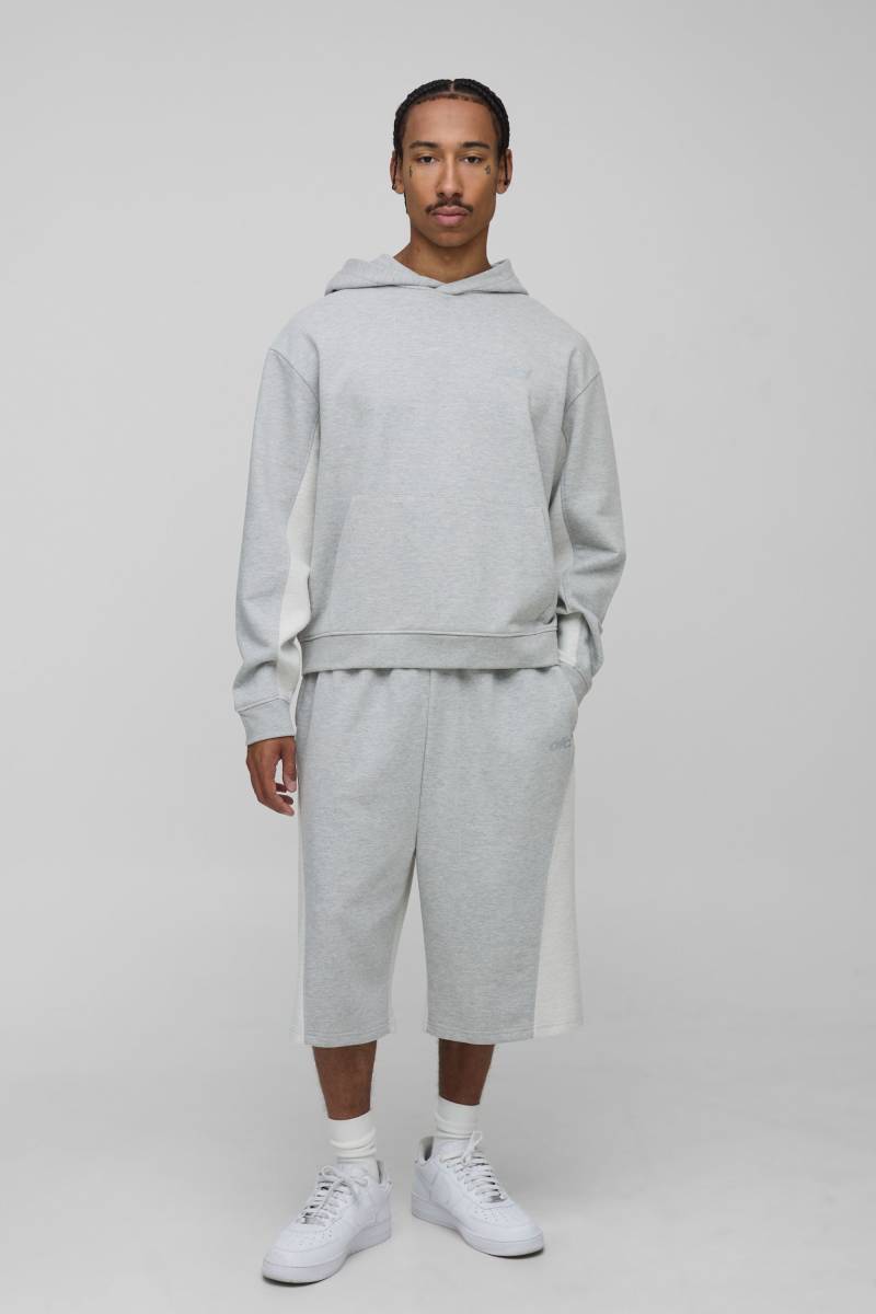 Oversized Reverse Loopback Drop Crotch Tracksuit - Grey Marl - M, Grey Marl Oversized Reverse Loopback Drop Crotch Tracksuit - Grey Marl - M, Grey Marl von boohoo