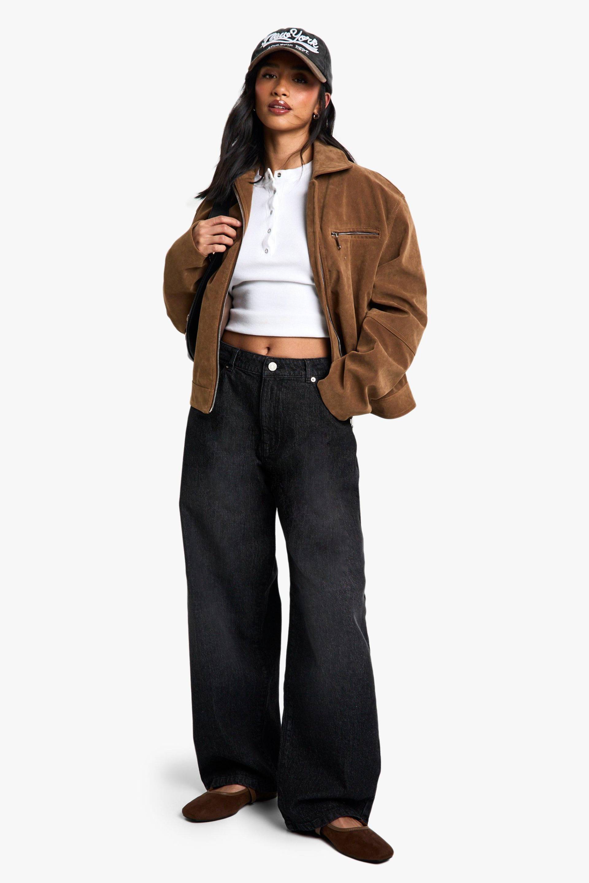 Petite Basic Boyfriend-Jeans - Washed Black - 10/28L, Washed Black Petite Basic Boyfriend-Jeans - Washed Black - 10/28L, Washed Black von boohoo