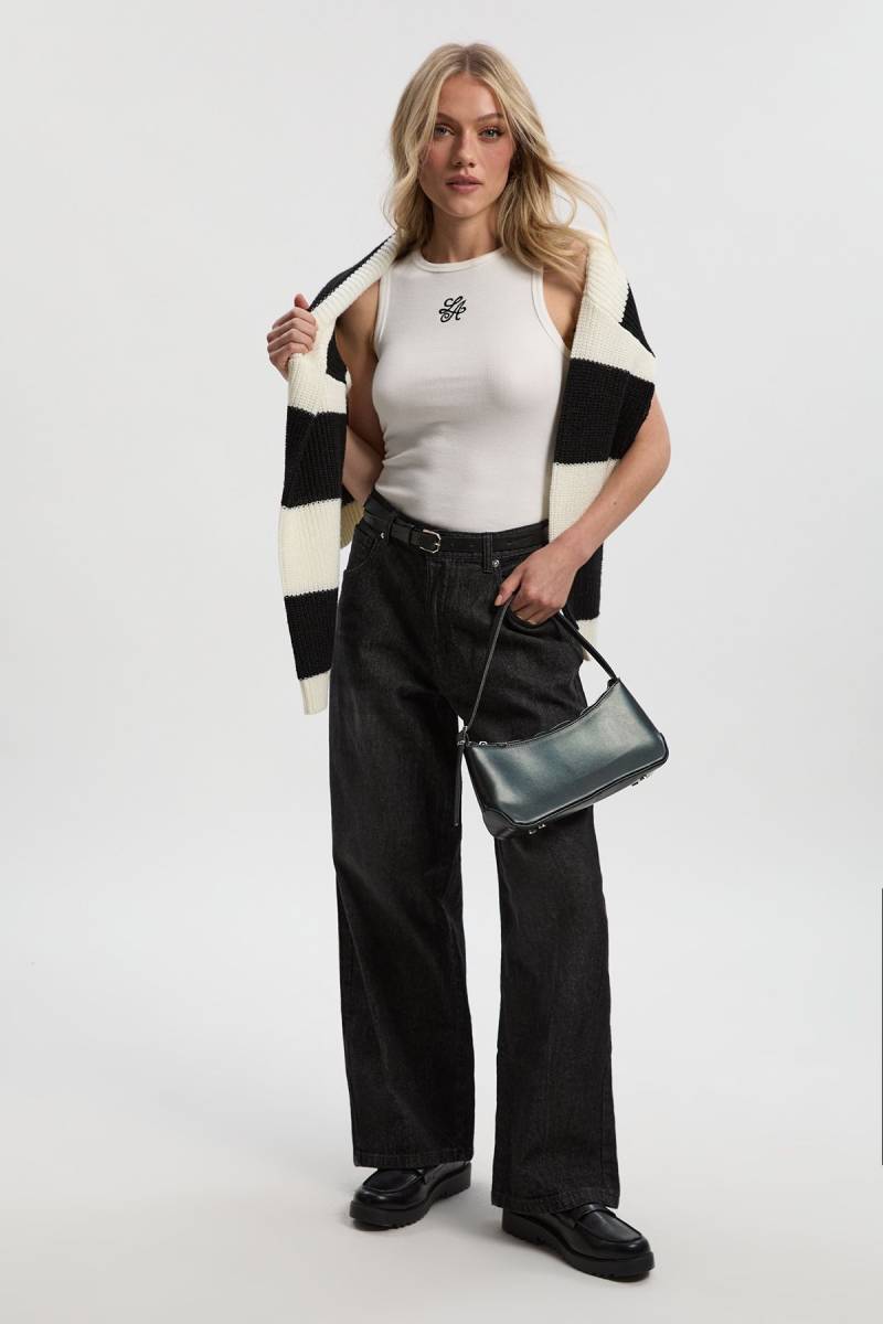 Petite Basic Boyfriend-Jeans - Washed Black - 8/28L, Washed Black von boohoo