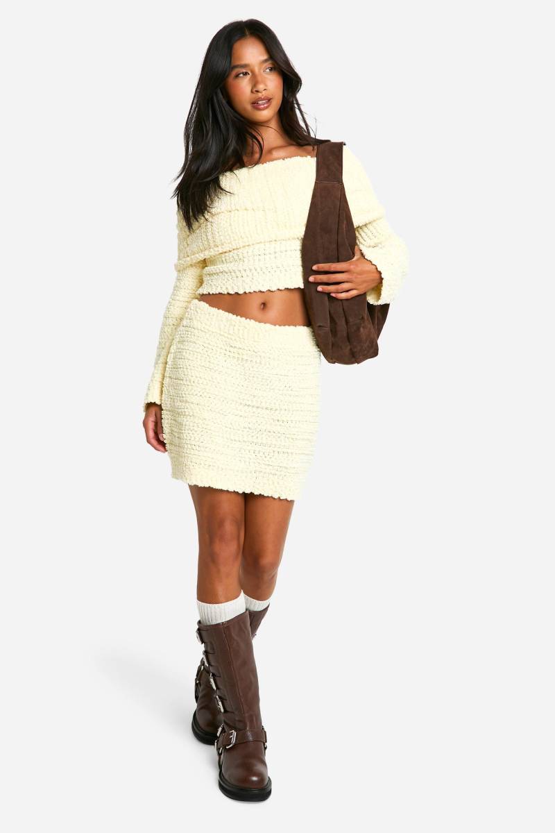 Petite Bouclee Minirock - Butter - M, Butter von boohoo