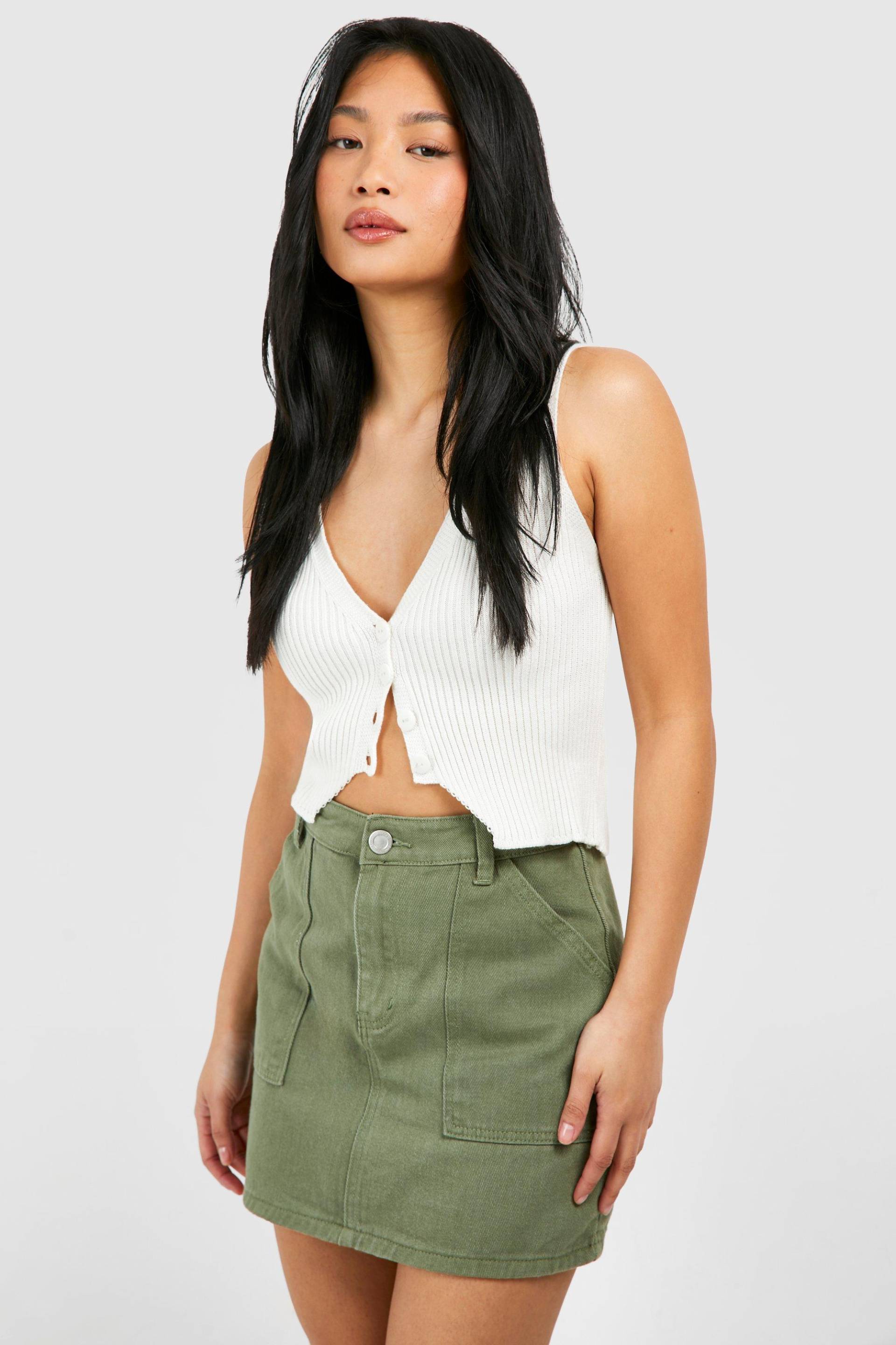 Petite Cargo-Minirock - Khaki - 40, Khaki von boohoo