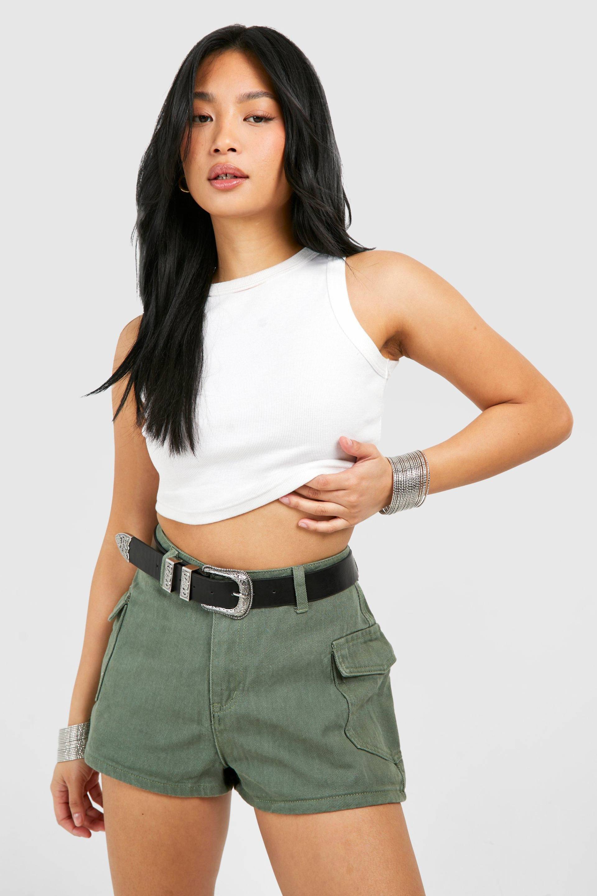 Petite Shorts Mit Cargo-Taschen-Detail - Khaki - 34, Khaki von boohoo