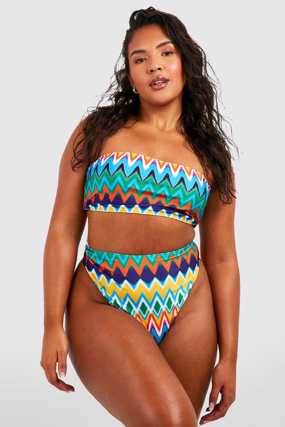 Plus Bandeau-Bikini Mit Azteken-Print - Multi - 54, Multi von boohoo