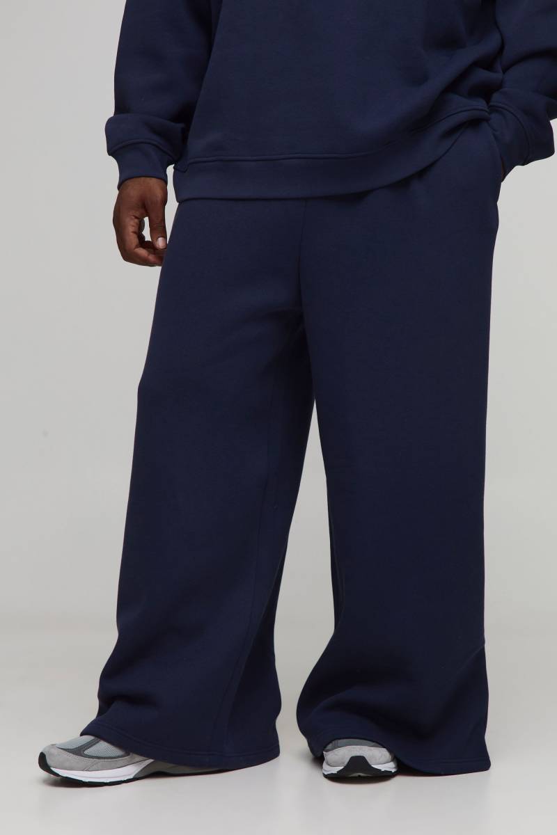 Plus Basic Extreme Wide Leg Joggers - Navy - 3Xl, Navy von boohoo