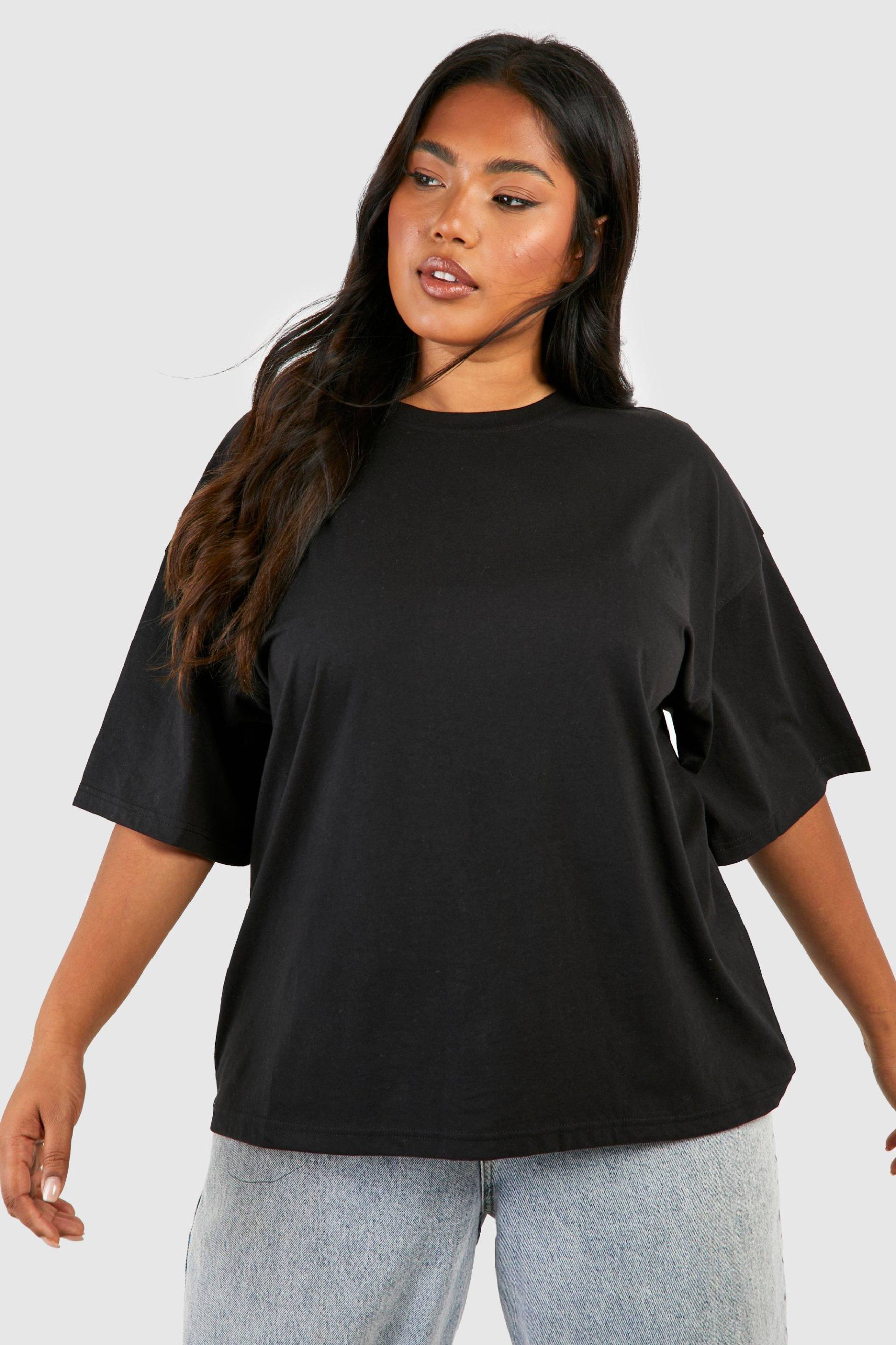 Plus Basic Oversize Rundhals T-Shirt - Black - 50, Black von boohoo