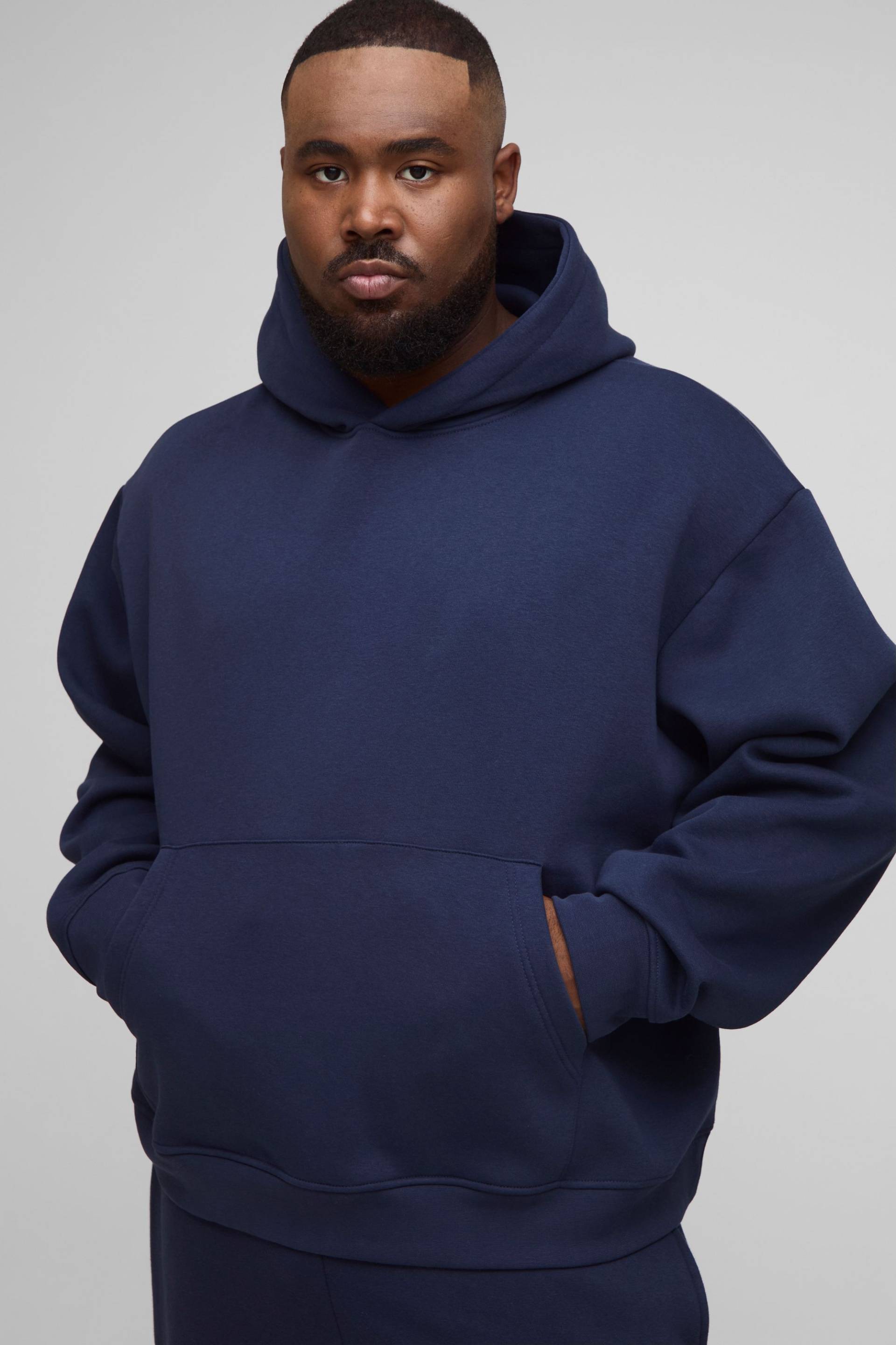 Plus Basic Oversized Boxy Over The Head Hoodie - Navy - 3Xl, Navy Plus Basic Oversized Boxy Over The Head Hoodie - Navy - 3Xl, Navy von boohoo
