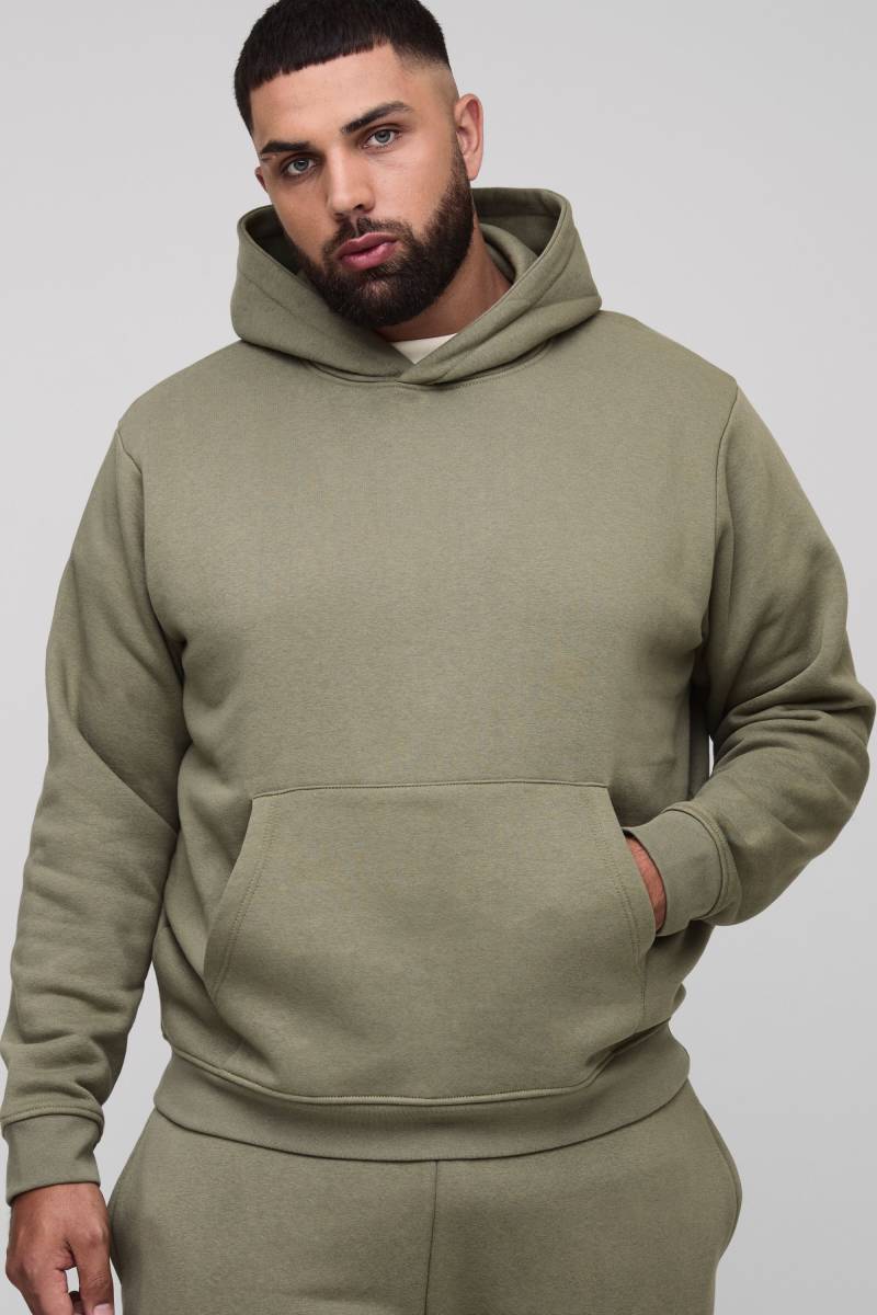 Plus Basic Regular Fit Over The Head Hoodie - Khaki - 2Xl, Khaki von boohoo