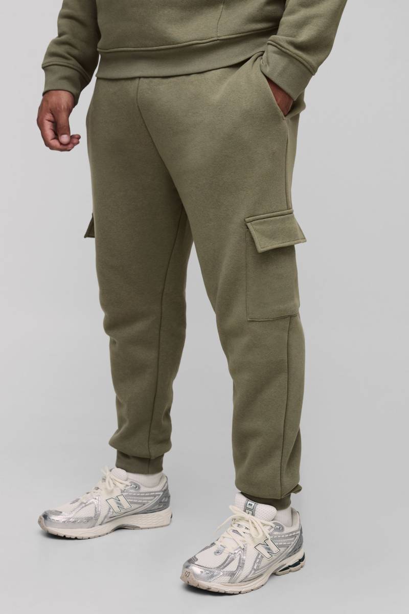 Plus Basic Skinny Fit Cargo Jogger - Khaki - 2Xl, Khaki von boohoo