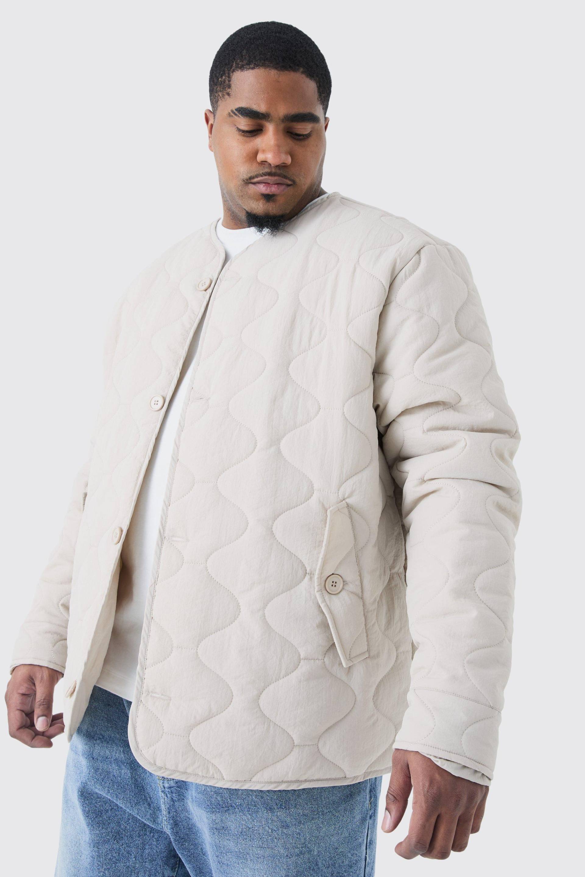 Plus Gesteppte Jacke - Stone - Xxl, Stone von boohoo