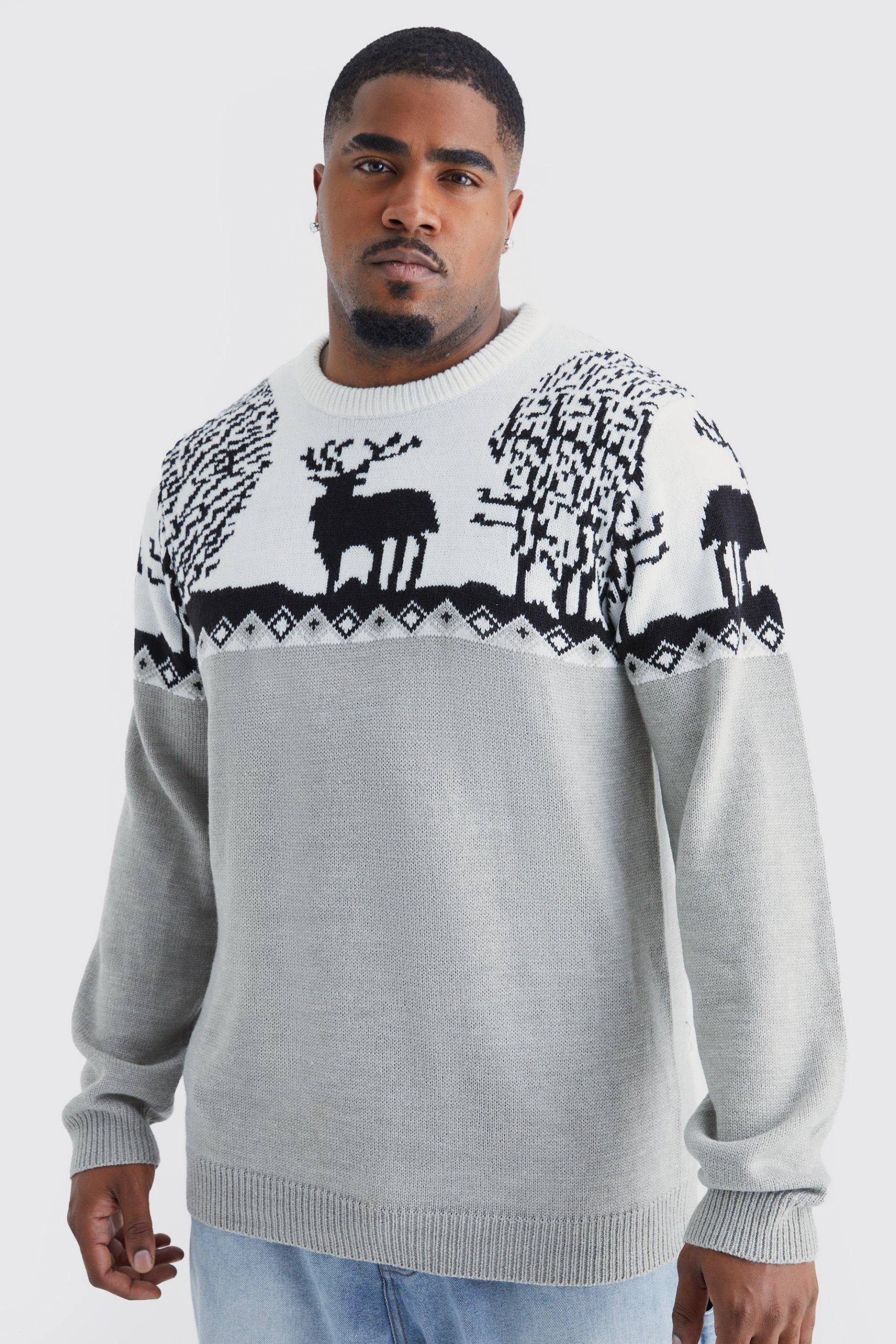 Plus Gestrickter Weihnachtspullover - Grey Marl - Xxl, Grey Marl von boohoo