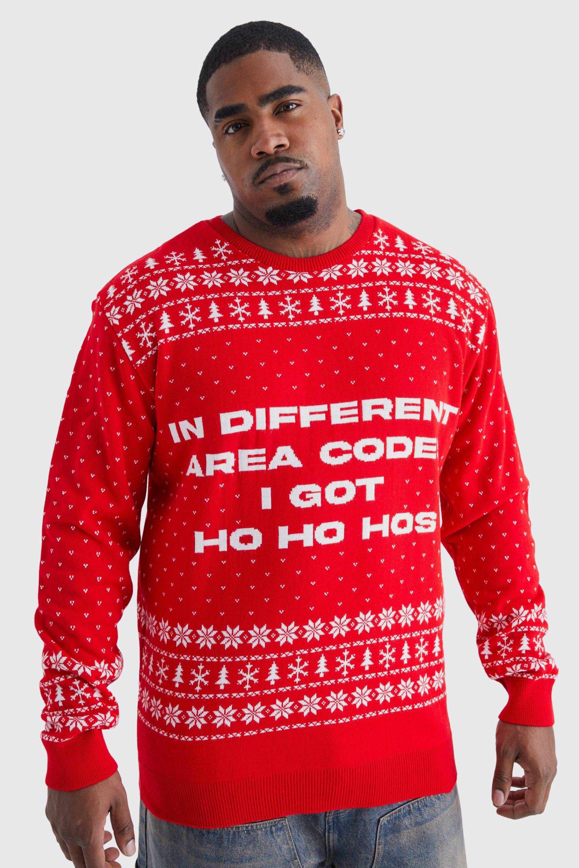 Plus Weihnachtspullover Mit I Got Ho Ho Hos Print - Red - Xxxl, Red von boohoo