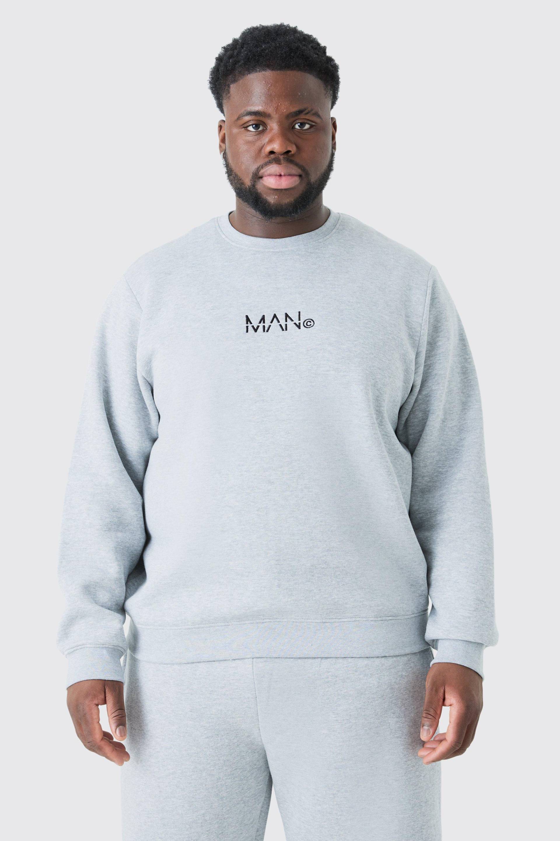 Plus Graues Man Dash Rundhals-Sweatshirt - Grey Marl - Xxl, Grey Marl von boohoo