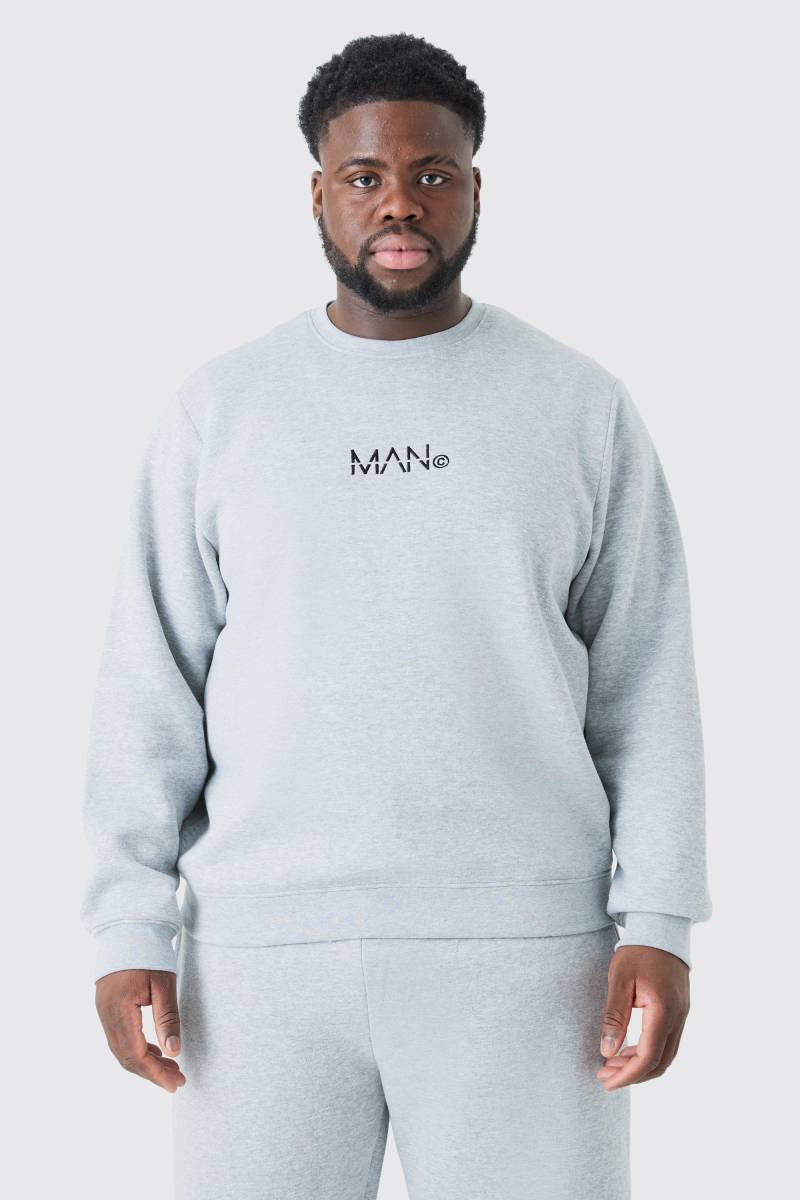 Plus Graues Man Dash Rundhals-Sweatshirt - Grey Marl - Xxxl, Grey Marl von boohoo