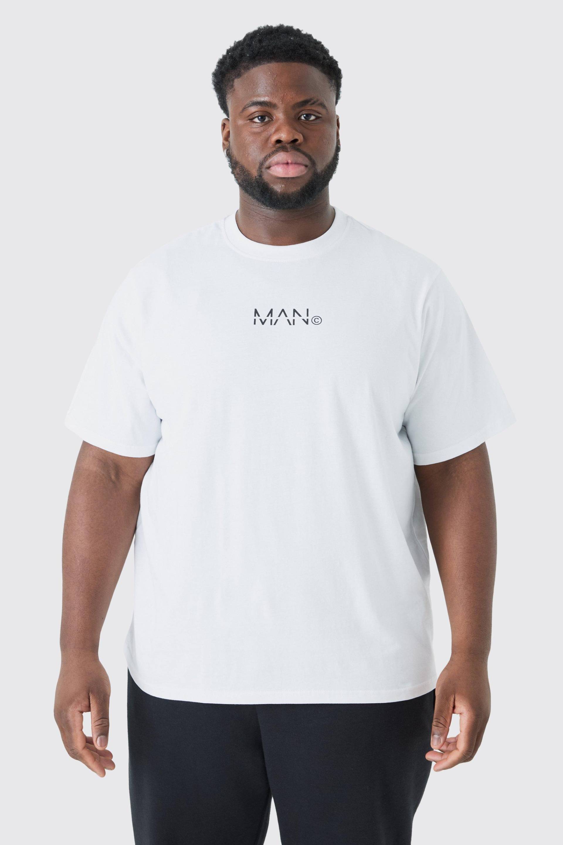 Plus T-Shirt Mit Original Man-Print - White - Xxl, White von boohoo