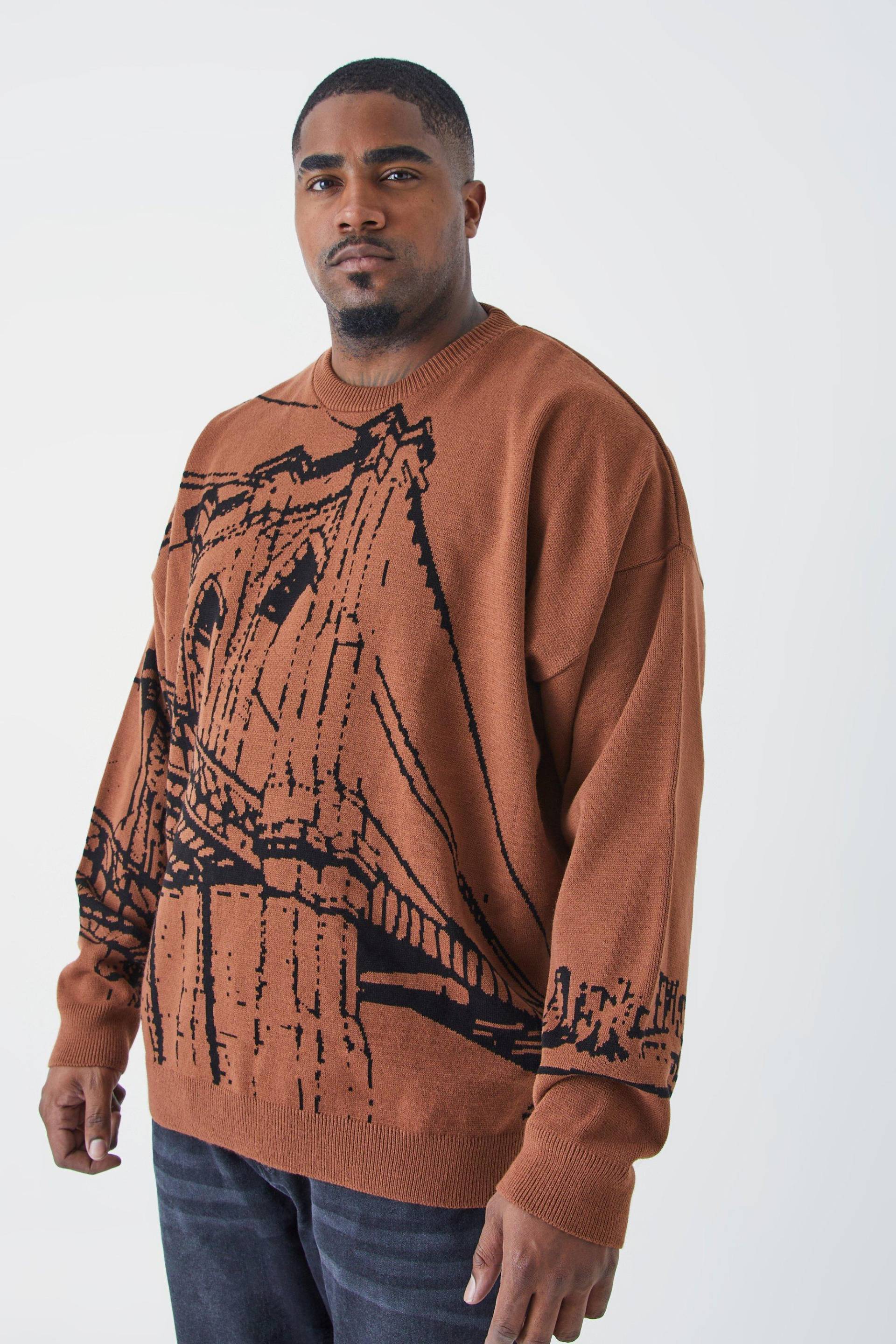 Plus Oversize Pullover Mit Print - Burnt Orange - Xxl, Burnt Orange von boohoo