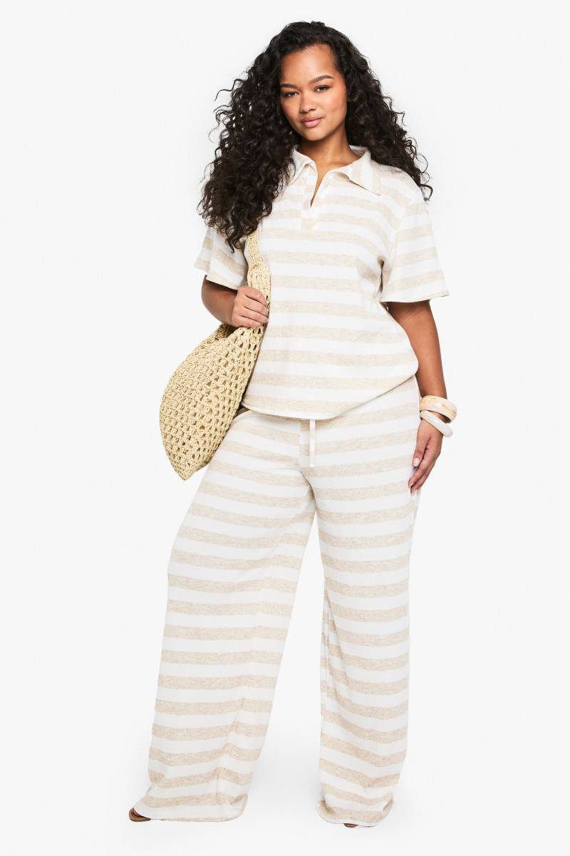Plus Super Oversize Hose Mit Weitem Bein - Stone - 44, Stone von boohoo