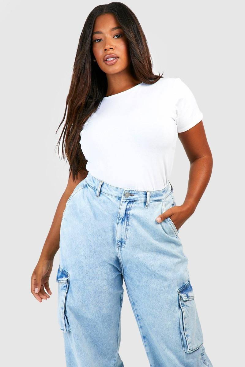 Plus T-Shirt Aus Baumwolle - White - 46, White von boohoo