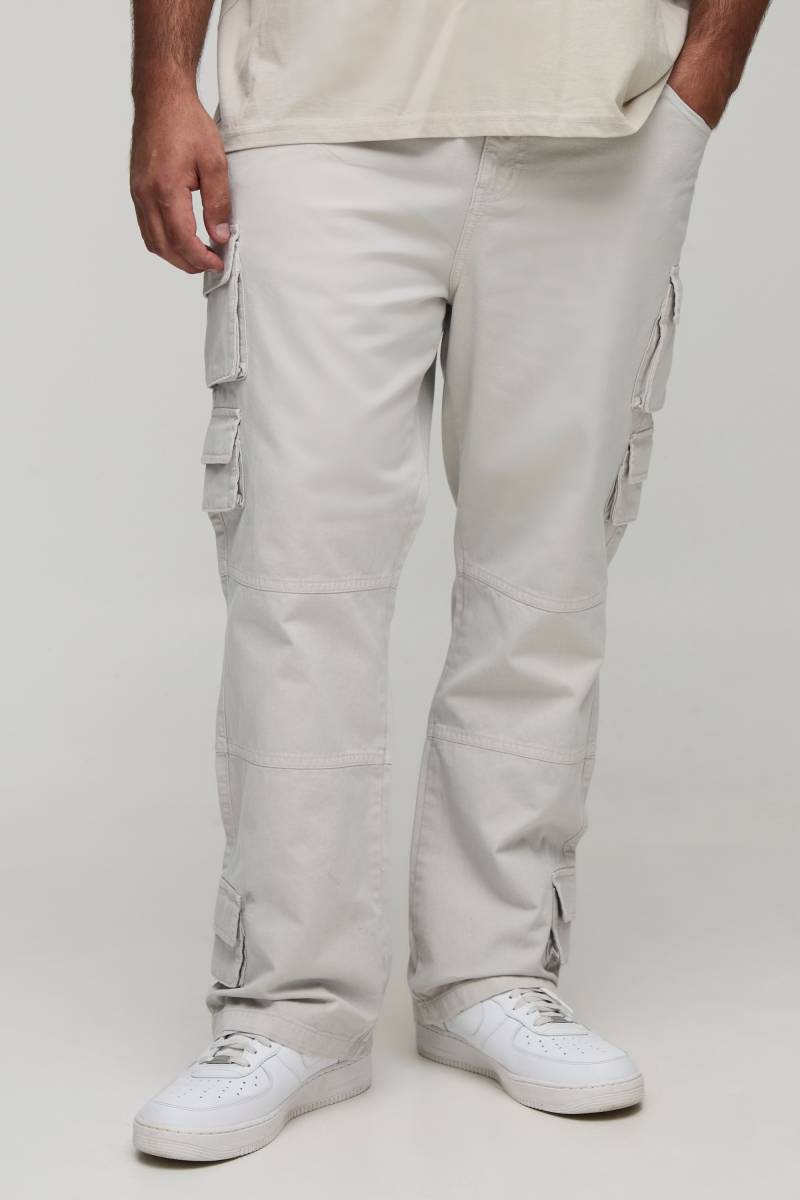 Plus Washed Multi Pocket Slim Flared Trousers - Stone - 42, Stone Plus Washed Multi Pocket Slim Flared Trousers - Stone - 42, Stone von boohoo