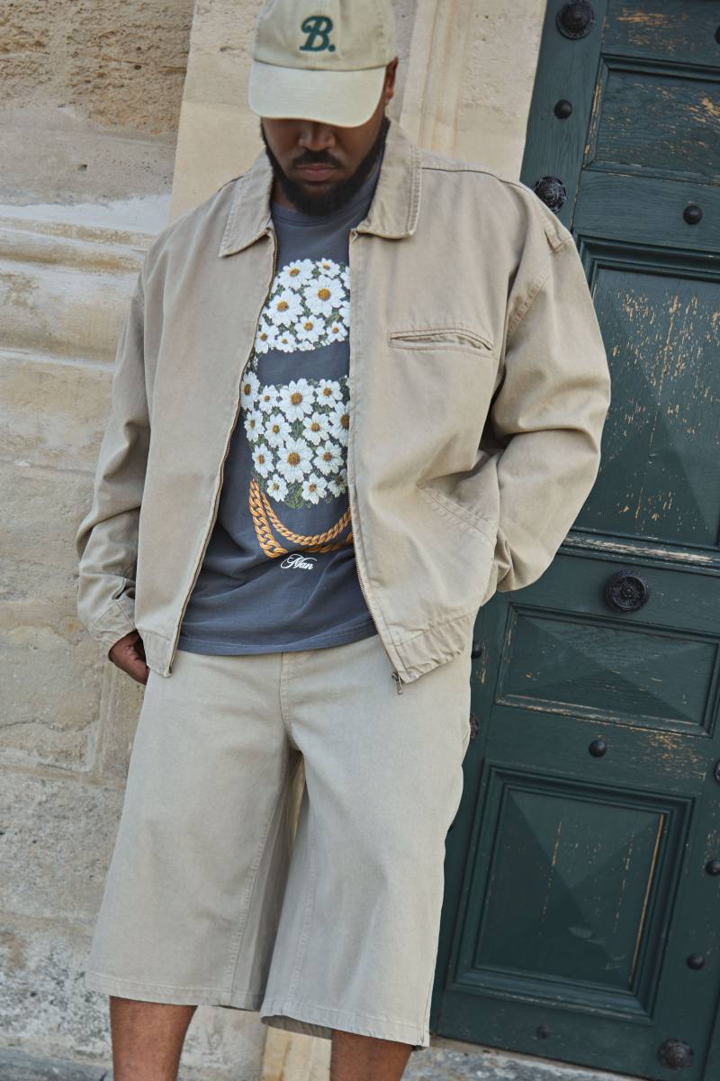 Plus Oversized Washed Zip Up Denim Overshirt - Washed Khaki - 2Xl, Washed Khaki von boohoo