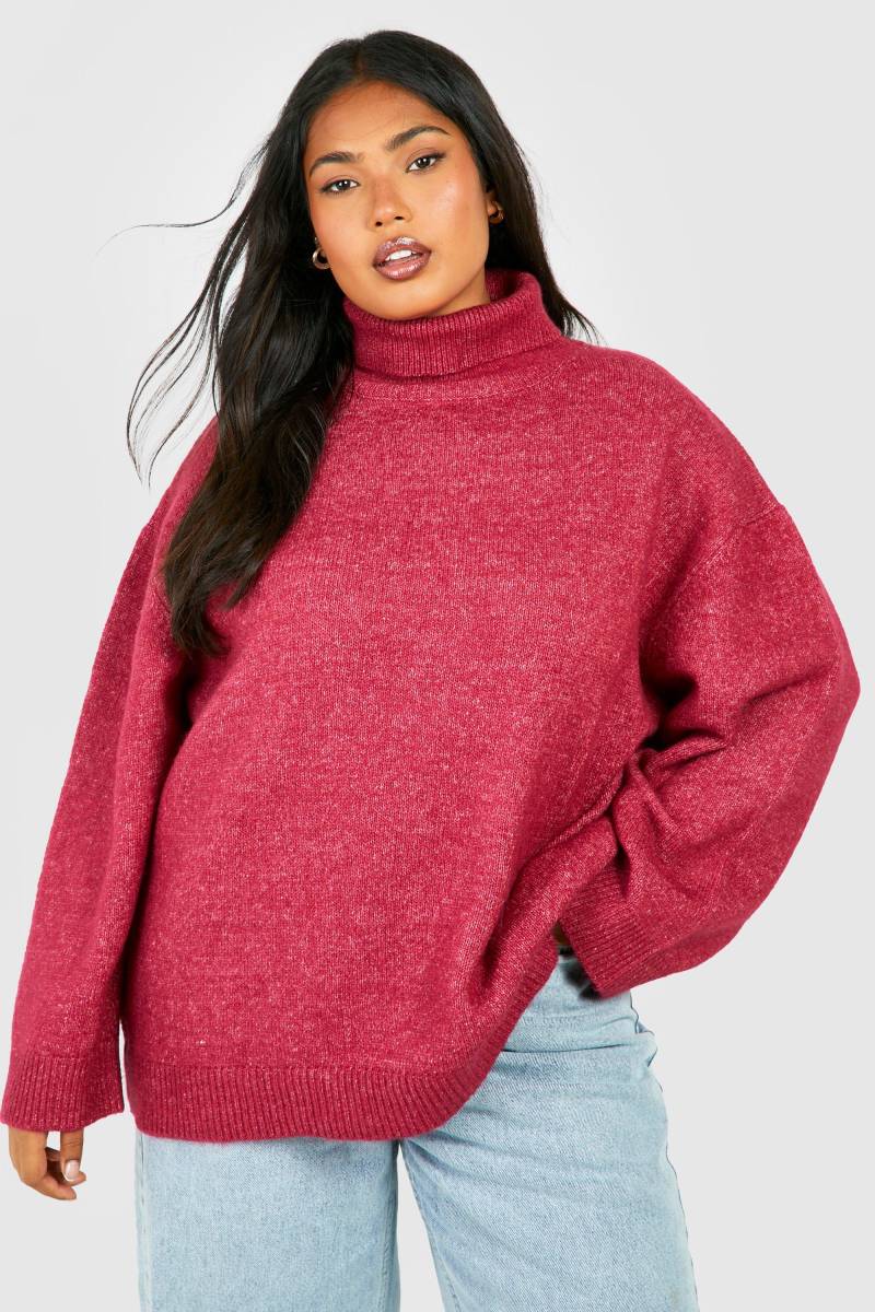 Plus Weicher Rollkragenpullover - Fuchsia - 44, Fuchsia von boohoo