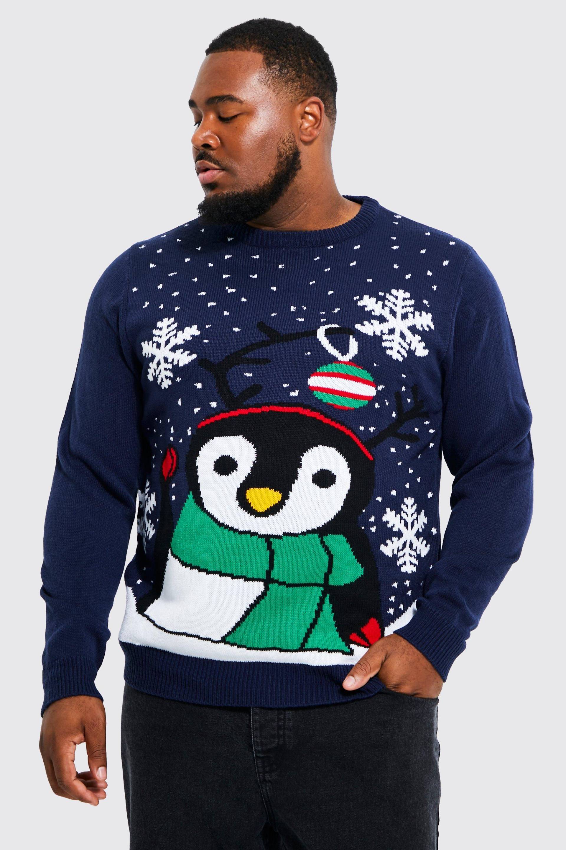 Plus Weihnachtspullover Mit Pinguinen - Navy - Xxl, Navy von boohoo