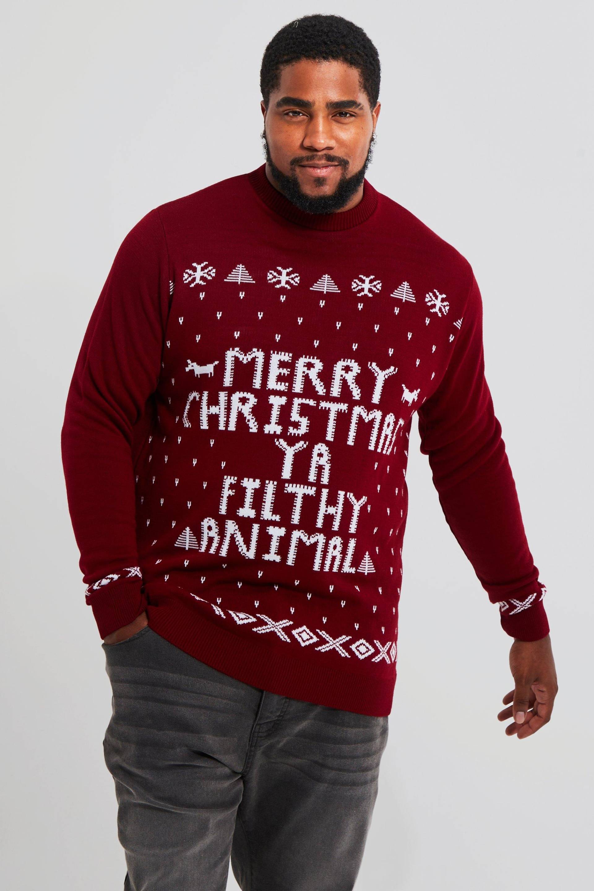 Plus Ya Filthy Animal Weihnachtspullover - Wine - Xxxl, Wine von boohoo