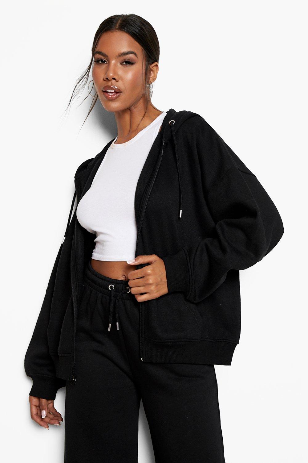 Oversize Hoodie Mit Reißverschluss - Black - Xs, Black von boohoo