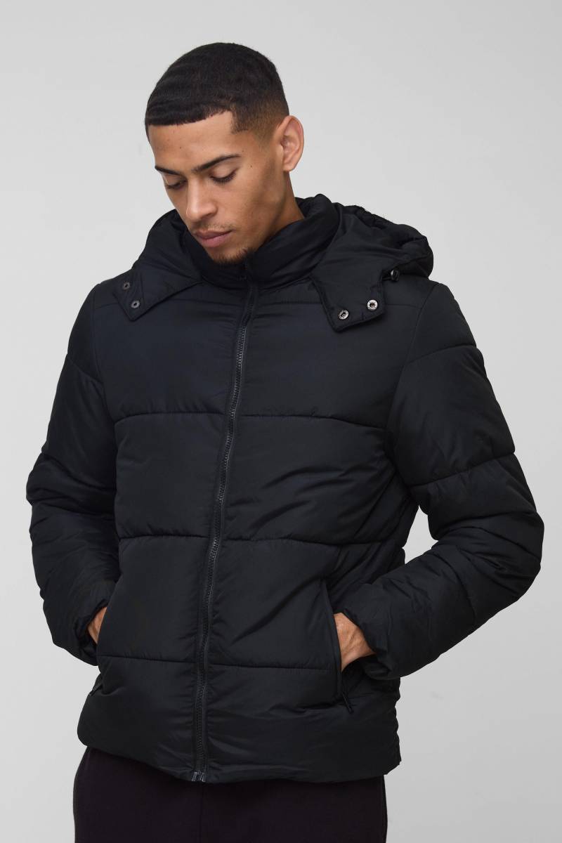 Regular Fit Hooded Matte Puffer Jacket In Black - Xs, Black von boohoo
