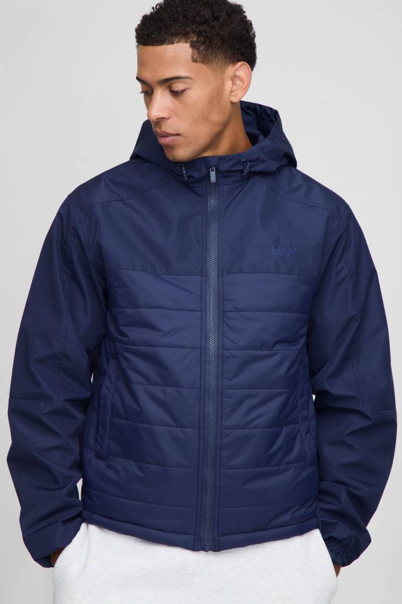 Regular Fit Lightweight Quilted Hooded Jacket - Navy - Xs, Navy Regular Fit Lightweight Quilted Hooded Jacket - Navy - Xs, Navy von boohoo
