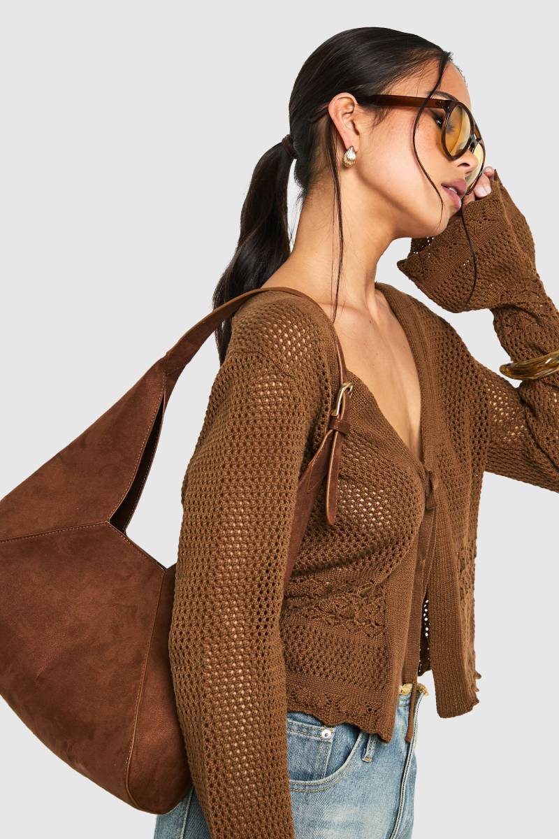 Schultertasche Aus Wildleder-Imitat - Tan - One Size, Tan von boohoo