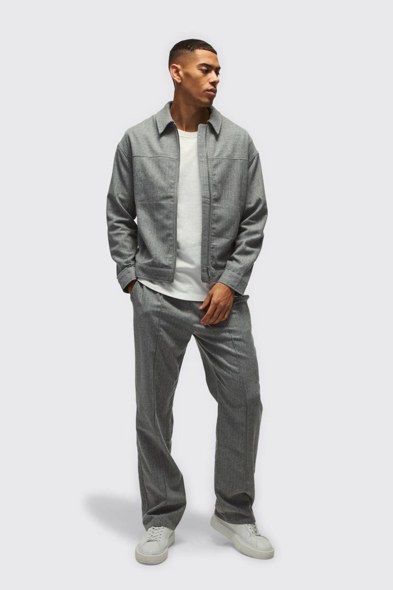 Set Aus Nadelstreifen-Overshirt Und Schmaler Hose - Light Grey - L, Light Grey Set Aus Nadelstreifen-Overshirt Und Schmaler Hose - Light Grey - L, Light Grey von boohoo
