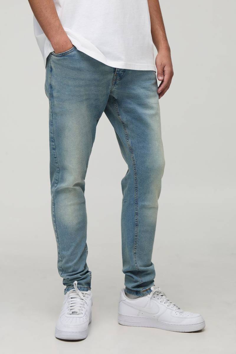 Skinny Washed Jeans - Light Blue - 34R, Light Blue von boohoo